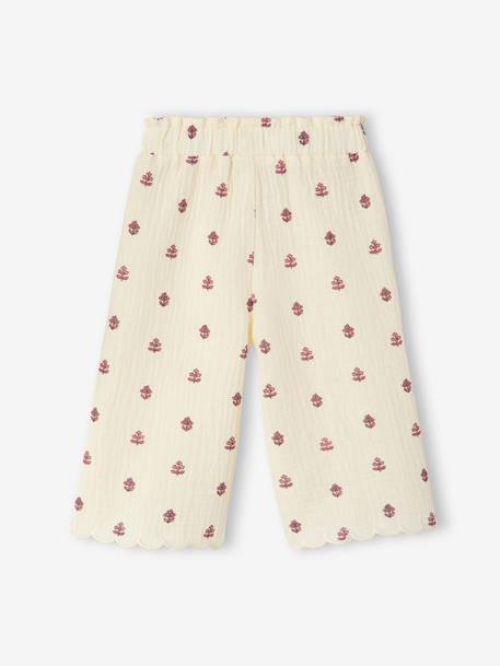 Pantalon large bébé fille gaze coton écru 2 - vertbaudet enfant 