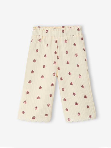 Pantalon large bébé fille gaze coton écru 1 - vertbaudet enfant 