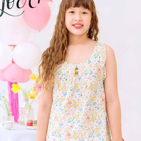 Robe cérémonie  fleurie  à bretelles croisées  anaïs Jaune clair 2 - vertbaudet enfant 