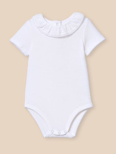 Body avec collerette bébé - coton biologique Blanc casse 1 - vertbaudet enfant 