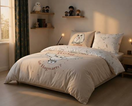 Housse de couette harry potter hedwige coton Ecru+Rose 2 - vertbaudet enfant 