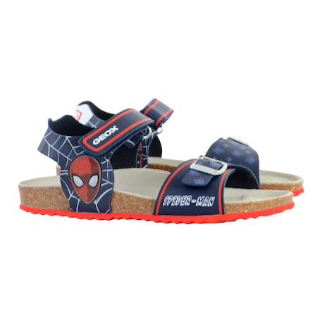 Sandales en cuir à scratch - Spiderman Marine+Marine rouge 8 - vertbaudet enfant 