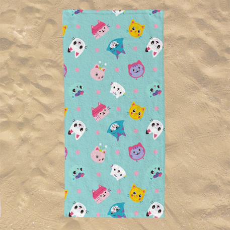 Serviette de plage gabby pandy pattes & amis polyester Bleu 2 - vertbaudet enfant 