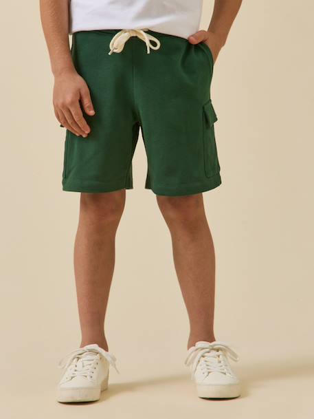 Short en maille piquée garçon - coton biologique Bouteille+Marine 1 - vertbaudet enfant 