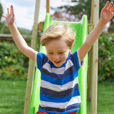 Portique 2 balançoires et toboggan thymélée bois h200cm Marron - bleu - gris - vert 6 - vertbaudet enfant 