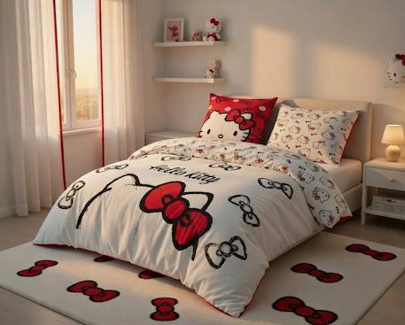 Housse de couette hello kitty nœuds coton Ecru 2 - vertbaudet enfant 