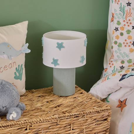 Lampe velours abat-jour étoiles - orta Blanc 1 - vertbaudet enfant 