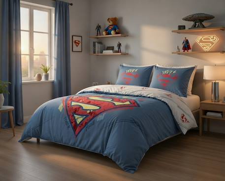 Housse de couette superman dc comics coton Bleu 2 - vertbaudet enfant 