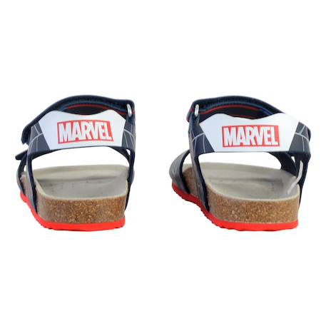 Sandales en cuir à scratch - Spiderman Marine+Marine rouge 9 - vertbaudet enfant 