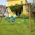 Portique en bois rond 4 agrès avec balançoire bébé et face à face suzanne Marron 1 - vertbaudet enfant 