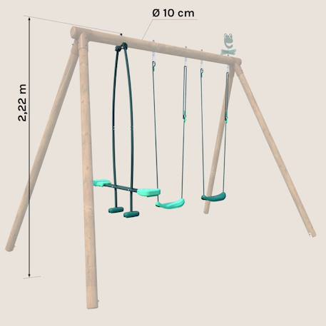 Pack 3 accessoires 2 balançoires et 1 face à face pour portique h222 cm Vert 4 - vertbaudet enfant 