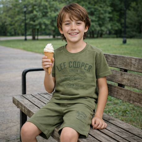 Ensemble garçon t-shirt manches courtes et short Beige+Bleu+Kaki+Noir 14 - vertbaudet enfant 