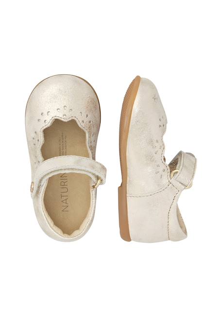 Ballerines en cuir avec scratch olya Platine- 4 - vertbaudet enfant 