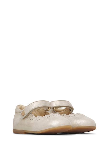 Ballerines en cuir avec scratch olya Platine- 2 - vertbaudet enfant 