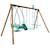 Portique en bois rond 4 agrès avec balançoire bébé et face à face suzanne Marron 4 - vertbaudet enfant 