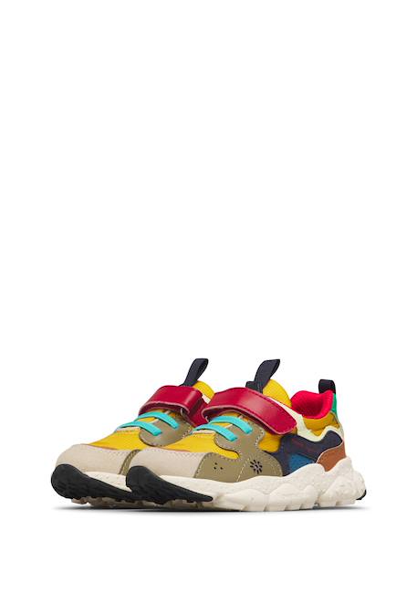 Sneakers en simili cuir et tissu technique yamano 3 junior vl. Marron-orange 5 - vertbaudet enfant 
