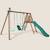 Portique en bois rond 3 agrès balançoire bébé, face à face et toboggan tulipe Marron 2 - vertbaudet enfant 