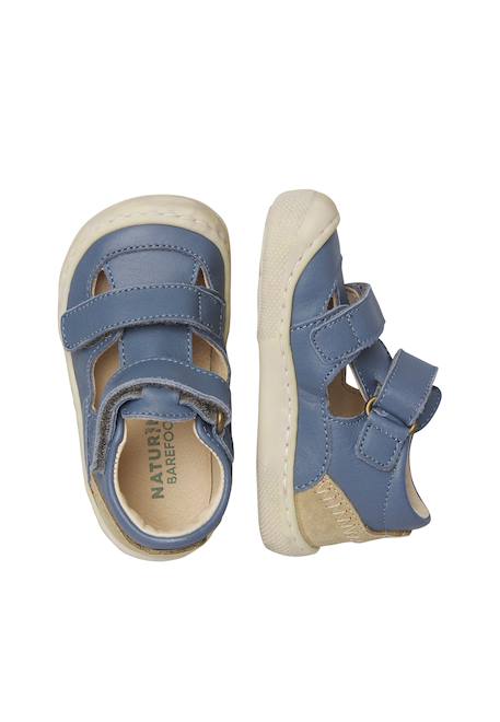 Sandales en cuir et en daim barefoot irtys Céleste-+Rose clair-+Sable- 4 - vertbaudet enfant 