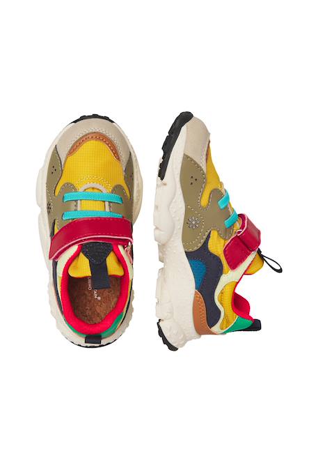Sneakers en simili cuir et tissu technique yamano 3 junior vl. Marron-orange 4 - vertbaudet enfant 