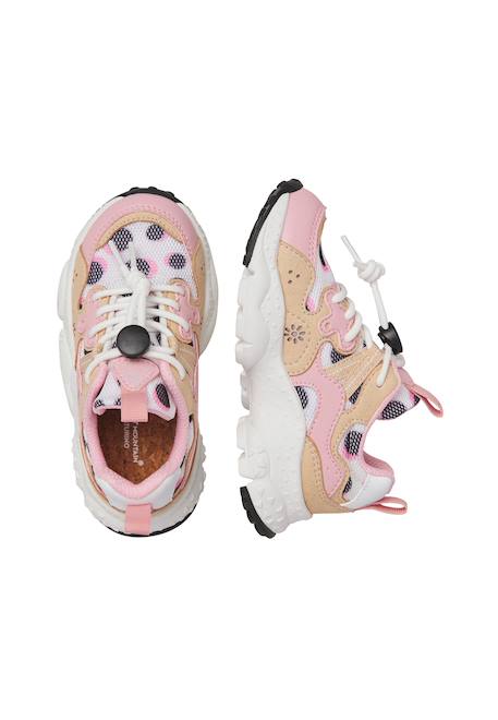 Sneakers en simili cuir et tissu technique yamano 3 junior. Rose poudré-noir 4 - vertbaudet enfant 