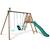 Portique en bois rond 3 agrès balançoire bébé, face à face et toboggan tulipe Marron 4 - vertbaudet enfant 