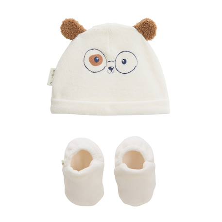 Bonnet bébé et chaussons en velours zeste d'amour Ecru 2 - vertbaudet enfant 