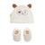 Bonnet bébé et chaussons en velours zeste d'amour Ecru 2 - vertbaudet enfant 