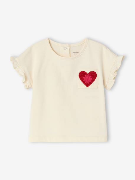 T-shirt manches courtes bébé fille écru 2 - vertbaudet enfant 