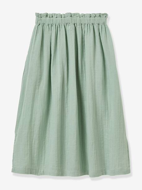 Jupe longue gaze de coton bio vert sauge 2 - vertbaudet enfant 