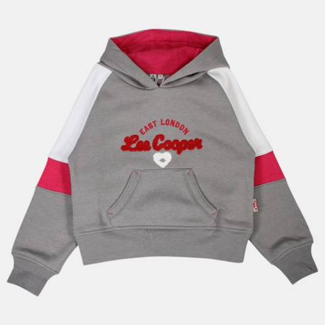 Sweat à capuche fille imprimé Gris+Marine+Rose 3 - vertbaudet enfant 