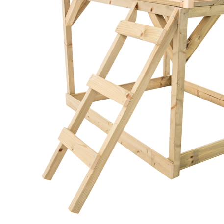 Maisonnette sur pilotis balcon et glissière coquelicot bois fsc® Marron - rouge - blanc 6 - vertbaudet enfant 
