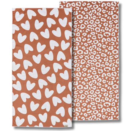 Serviette microfibre blanc-marron (70 x 140 cm) Blanc, marron+Marron, noir+Rose, rouge 1 - vertbaudet enfant 