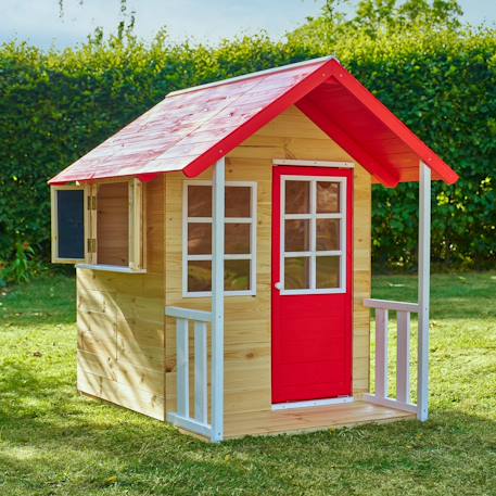Maisonnette modulable coquelicot bois fsc® Marron - rouge - blanc 6 - vertbaudet enfant 