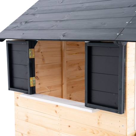 Maisonnette sur pilotis, glissière, 2 balançoires jacinthes bois fsc® Marron - gris anthracite - blanc - vert 6 - vertbaudet enfant 