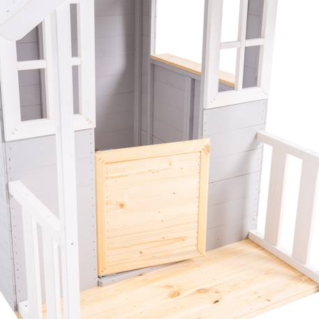 Maisonnette sur pilotis balcon et glissière perce-neige bois fsc® Gris - blanc - marron- vert 5 - vertbaudet enfant 