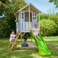 Maisonnette sur pilotis balcon et glissière perce-neige bois fsc®  - vertbaudet enfant