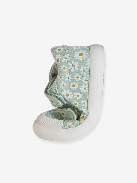 Baskets scratchées bébé en toile blanc+bleu glacier+lot rose+rose imprimé+vert imprimé marguerites+violet imprimé 37 - vertbaudet enfant 