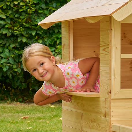 Maisonnette sur pilotis balcon et glissière basilic bois fsc® Marron - vert 6 - vertbaudet enfant 