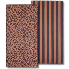 Linge de maison et décoration-Linge de bain-Serviette microfibre blanc-marron (70 x 140 cm)