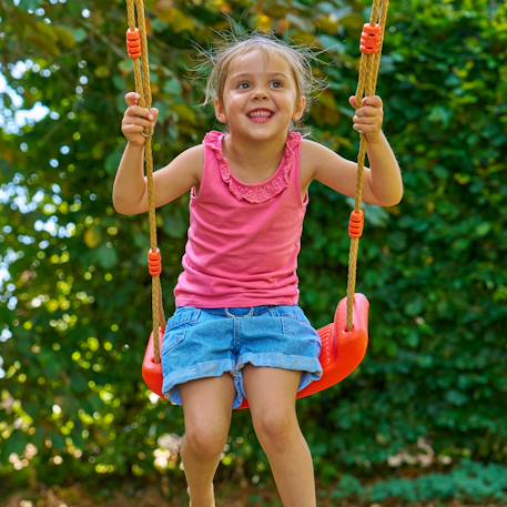 Maisonnette sur pilotis, glissière, 1 balançoire coquelicot bois fsc® Marron - rouge - blanc 4 - vertbaudet enfant 