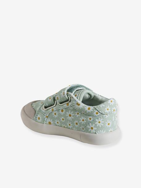Baskets scratchées bébé en toile blanc+bleu glacier+lot rose+rose imprimé+vert imprimé marguerites+violet imprimé 36 - vertbaudet enfant 