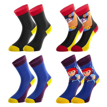 Lot de 4 paires de chaussettes  brawl stars Bleu/jaune/gris/rouge 3 - vertbaudet enfant 