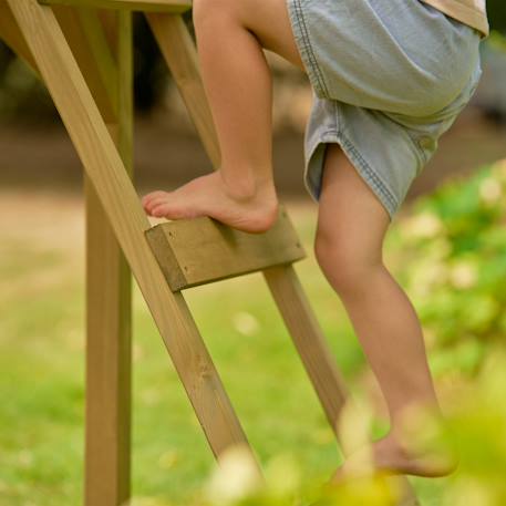 Maisonnette sur pilotis balcon et glissière basilic bois fsc® Marron - vert 4 - vertbaudet enfant 