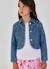 Veste en jean fille  délavée avec petits noeuds Bleu 1 - vertbaudet enfant 