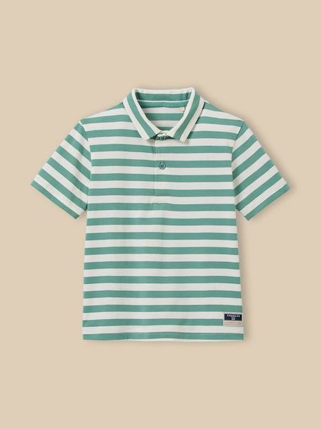 Polo rayé garçon - coton biologique Rayure bleue+Rayure verte 5 - vertbaudet enfant 
