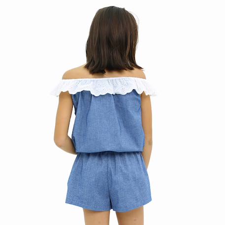 Combi-short été   à col élastique dentelle   lolita Bleu 6 - vertbaudet enfant 