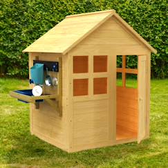 Maisonnette avec plancher et cuisine bouton d'or cottage bois fsc®  - vertbaudet enfant
