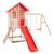 Maisonnette sur pilotis, glissière, 2 balançoires coquelicot bois fsc® Marron - rouge - blanc 2 - vertbaudet enfant 