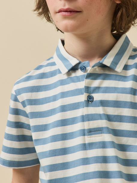 Polo rayé garçon - coton biologique Rayure bleue+Rayure verte 3 - vertbaudet enfant 