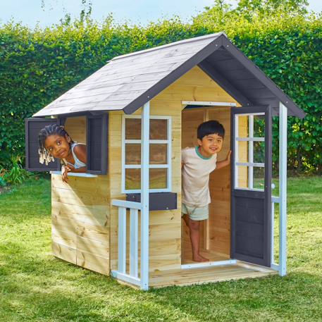 Maisonnette modulable jacinthes bois fsc® Marron - gris anthracite - blanc 1 - vertbaudet enfant 